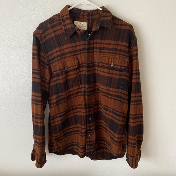 Filson Other - Filson Men's Medium 100% Cotton Copper Black Plaid Flannel Work Shirt 11010689